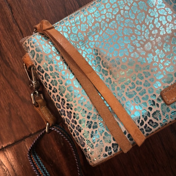 Consuela blue silver print small crossbody bag purse with adjustable strap - Picture 9 of 10